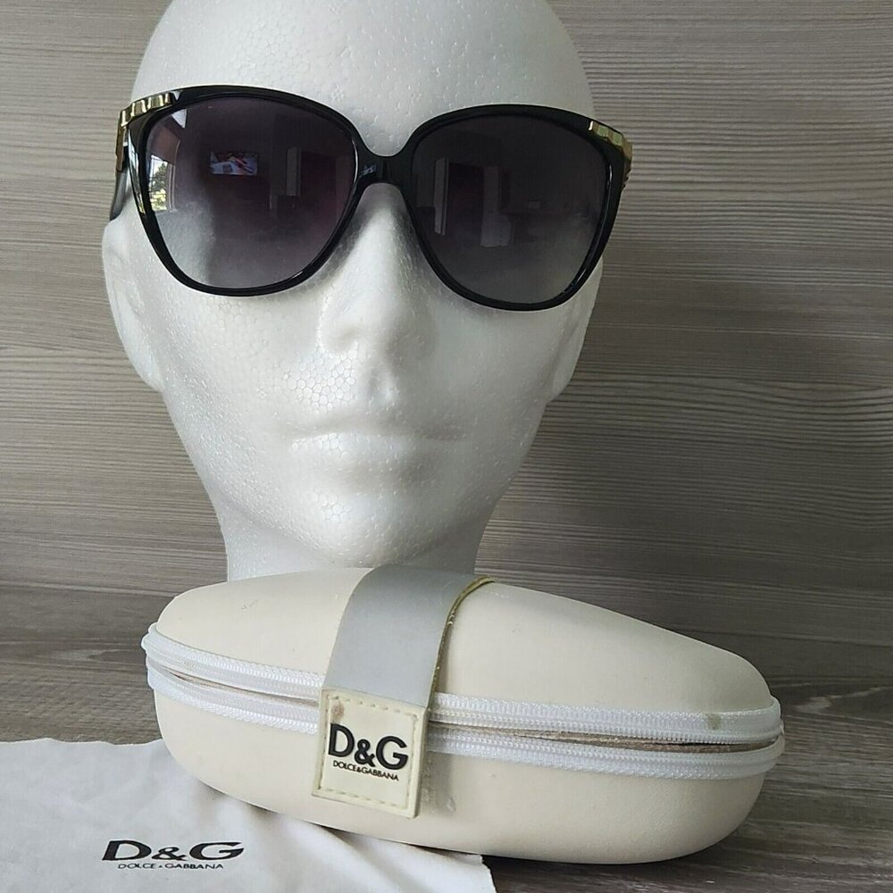 Dolce & Gabbana Womens Sunglasses Black Frame Gradient Lens 58mm Case Box Italy - Picture 16 of 16